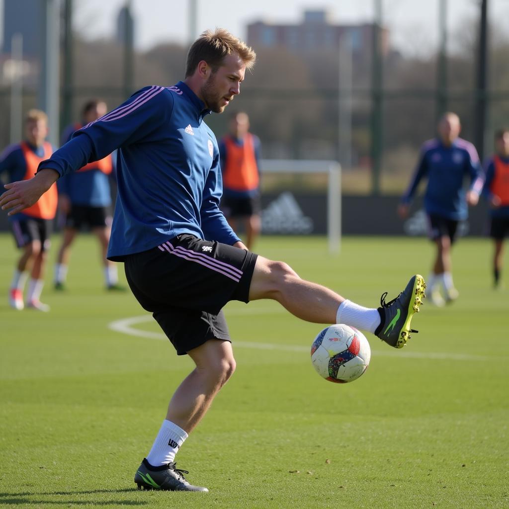 Erling Haaland demonstrating football drills