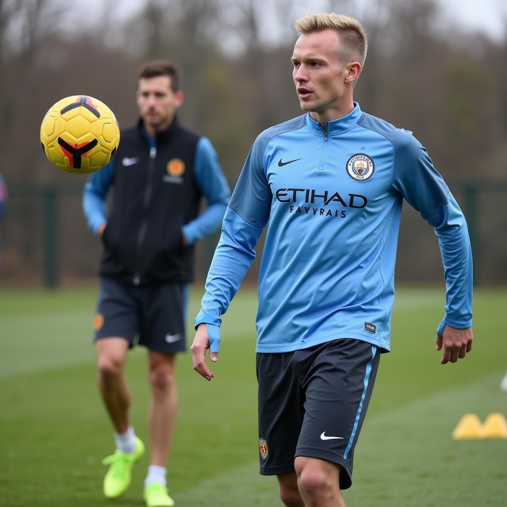 Haaland training at the Manchester City training ground