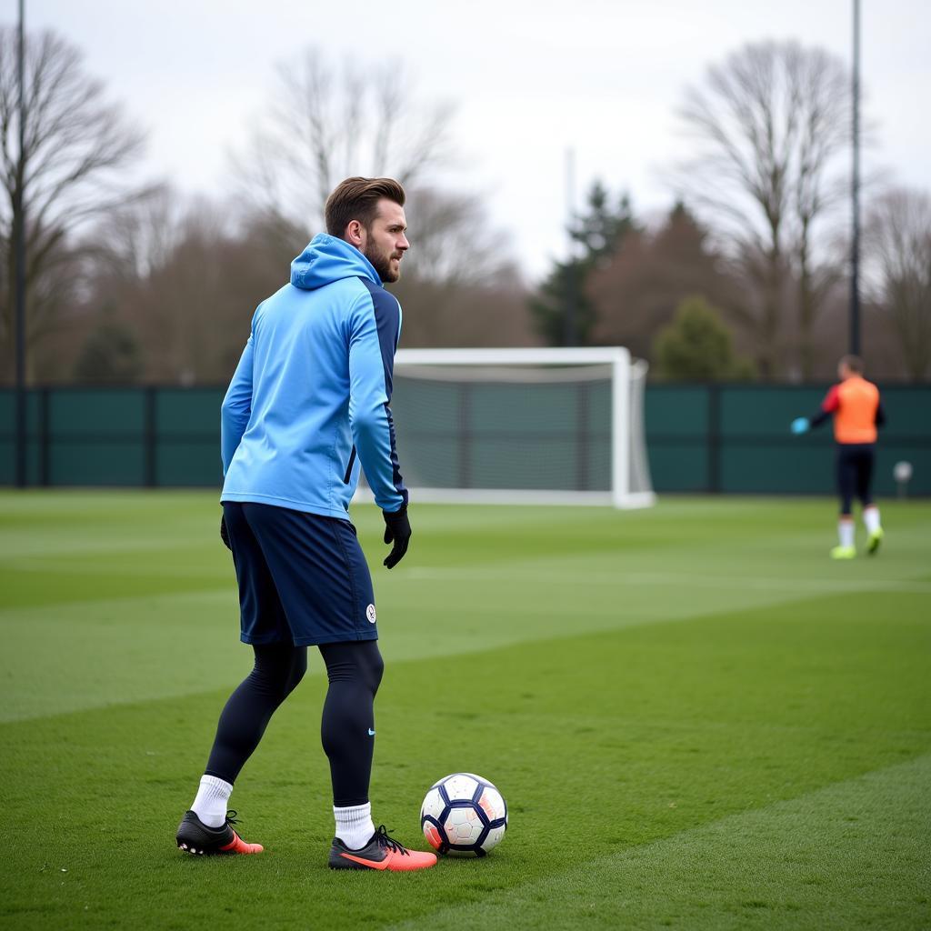 Haaland hones his skills during a training session.