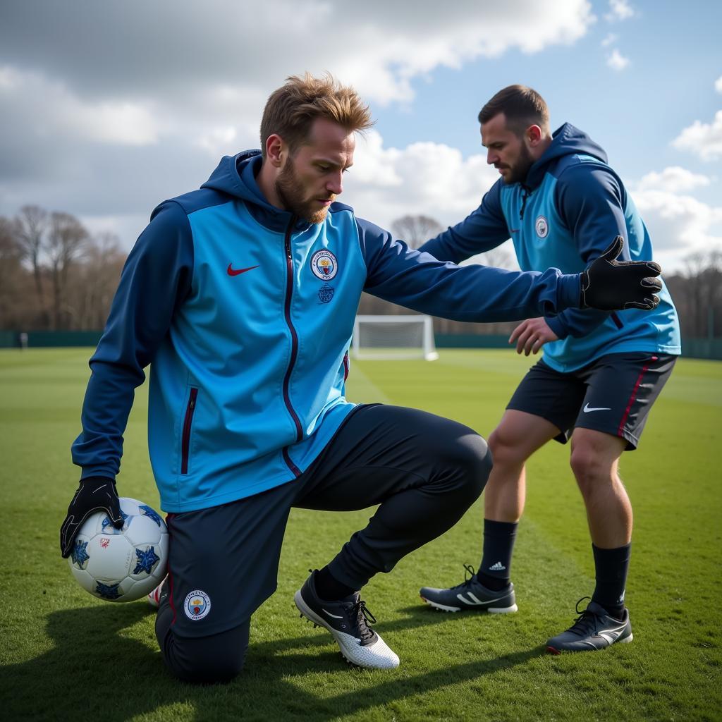 Erling Haaland training at Manchester City's facilities