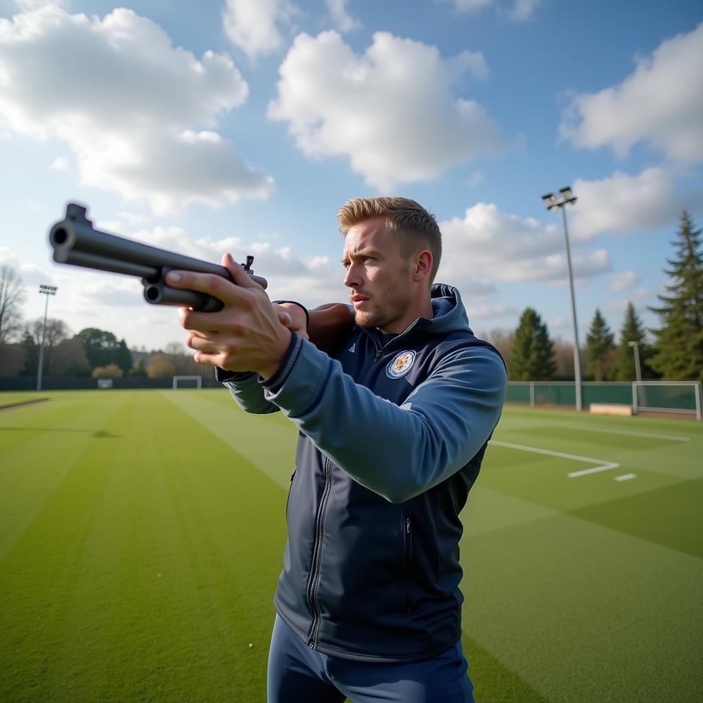 Haaland trains intensely, perfecting his skills.