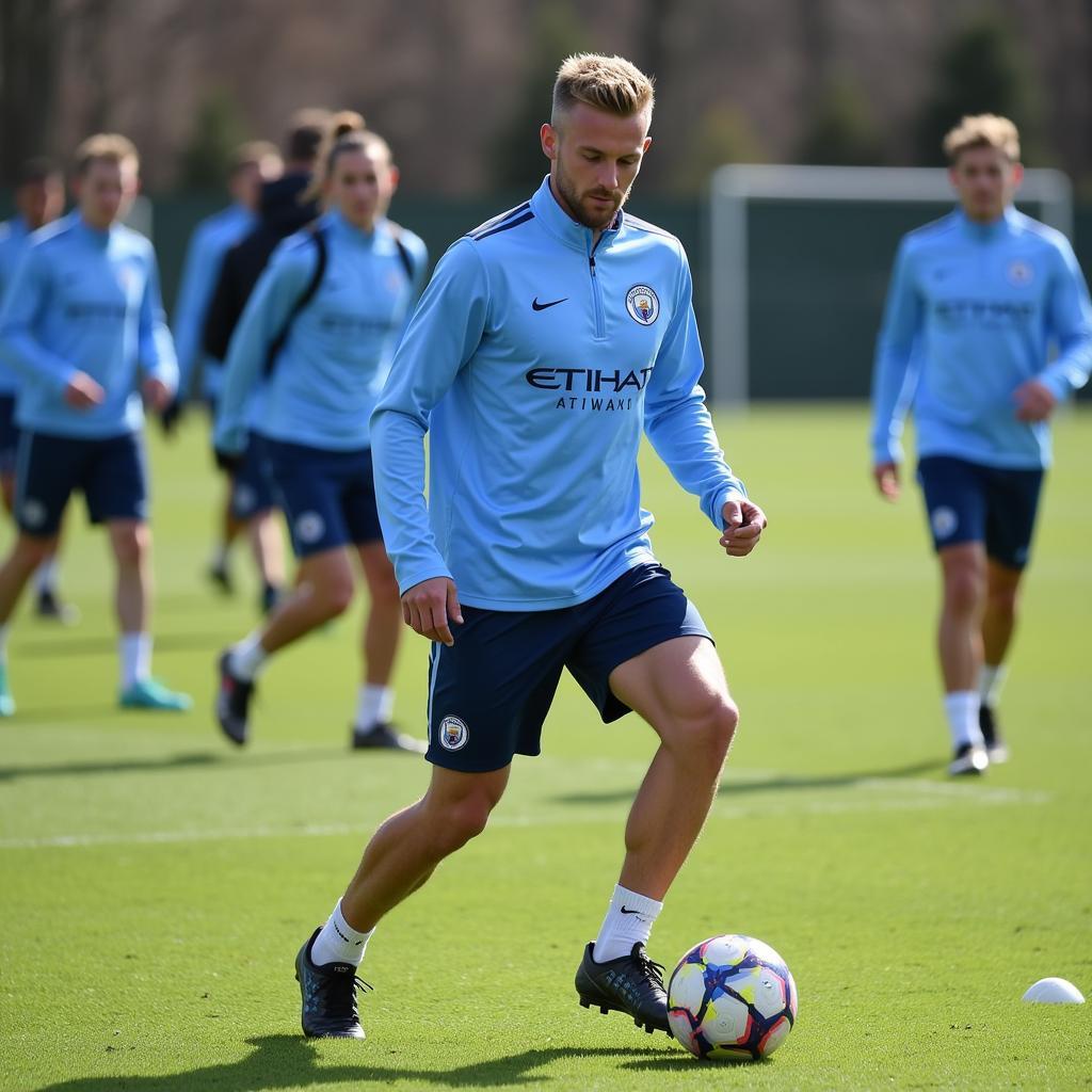 Haaland training with Man City