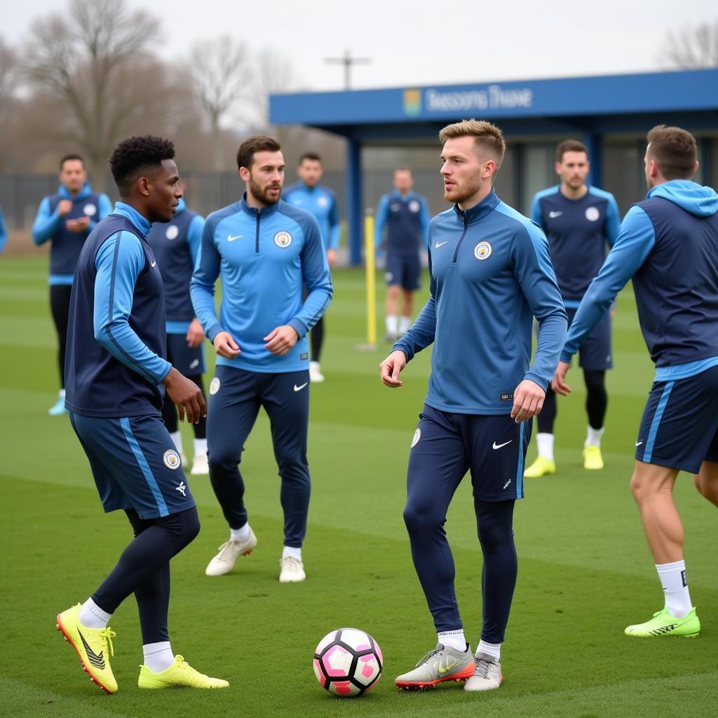 Haaland training with Man City teammates