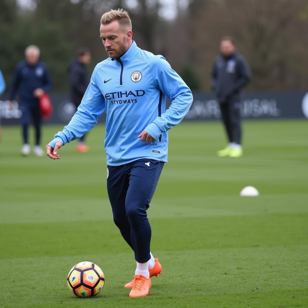 Erling Haaland training with Manchester City.