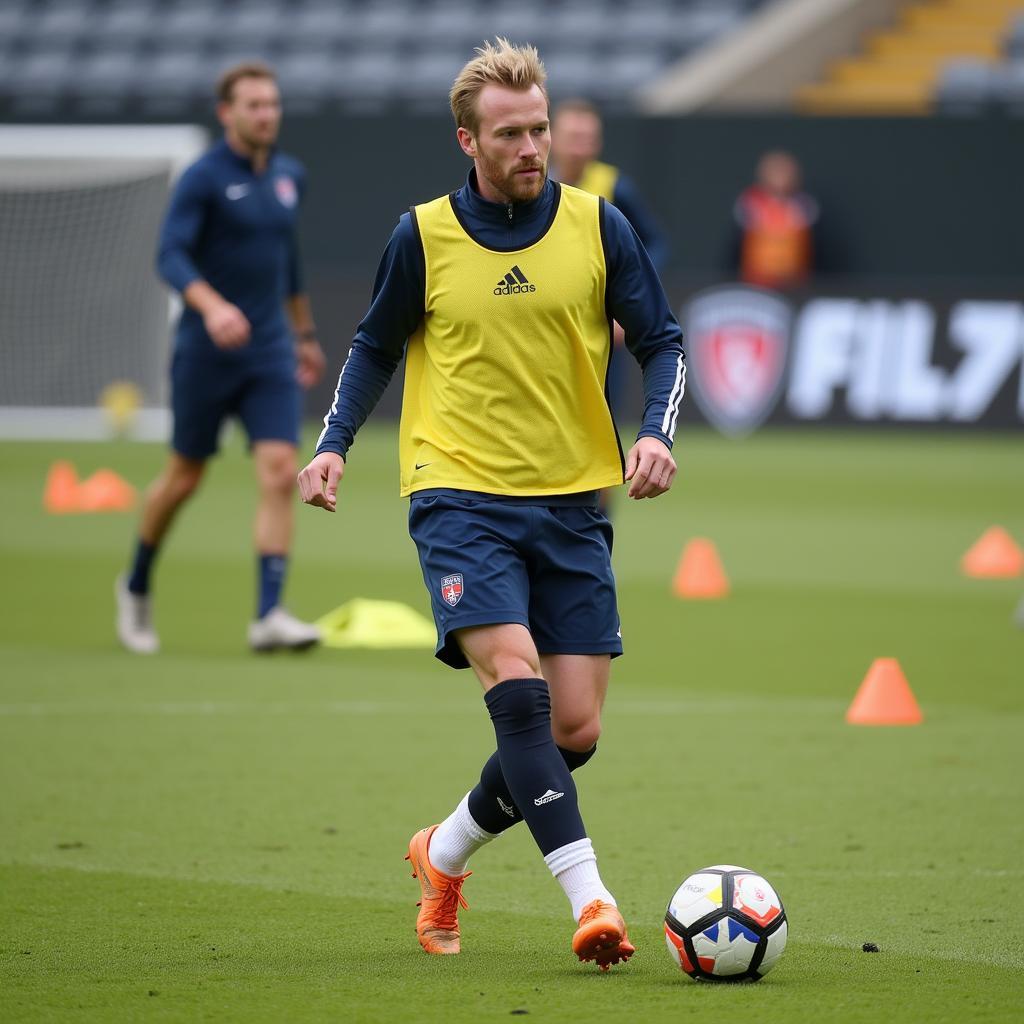 Haaland training with the Norwegian National Team