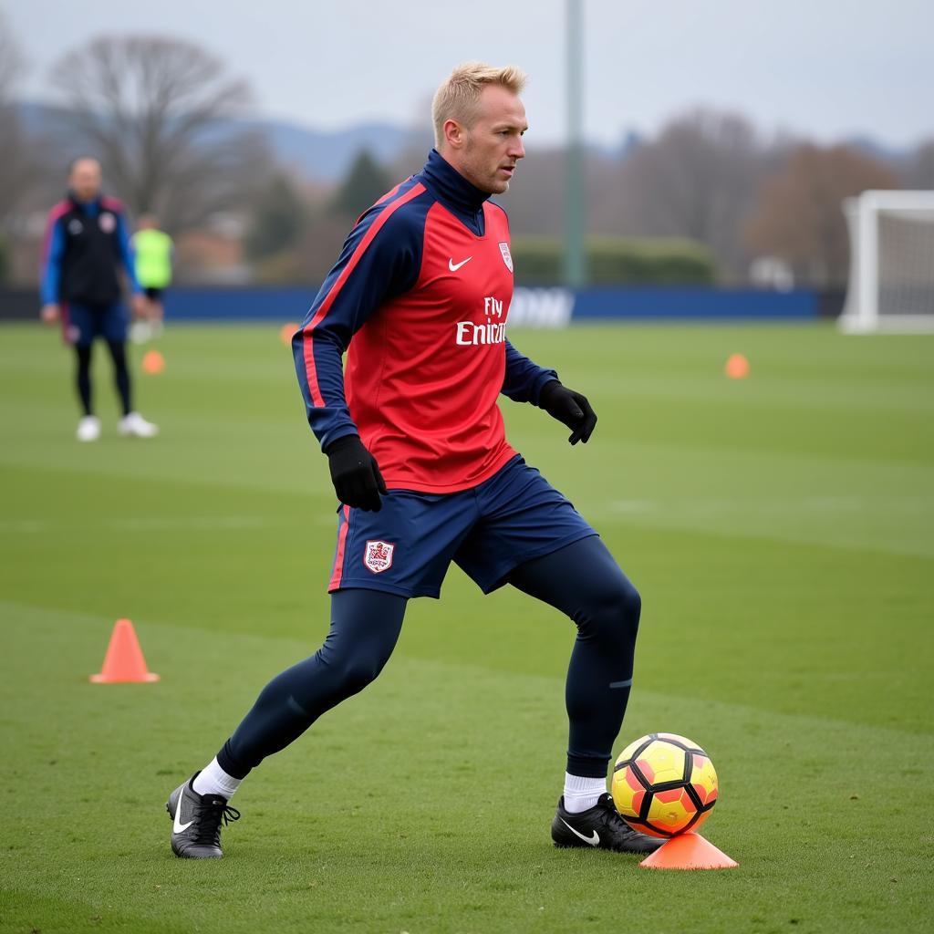 Haaland training on the field