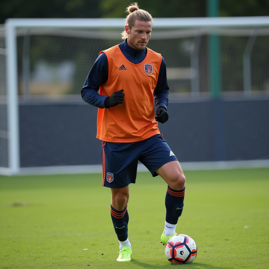 Haaland Intensely Focused During a Training Session