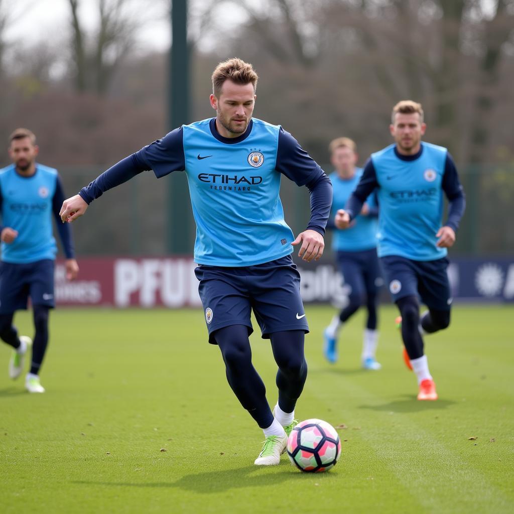 Haaland training with Manchester City teammates