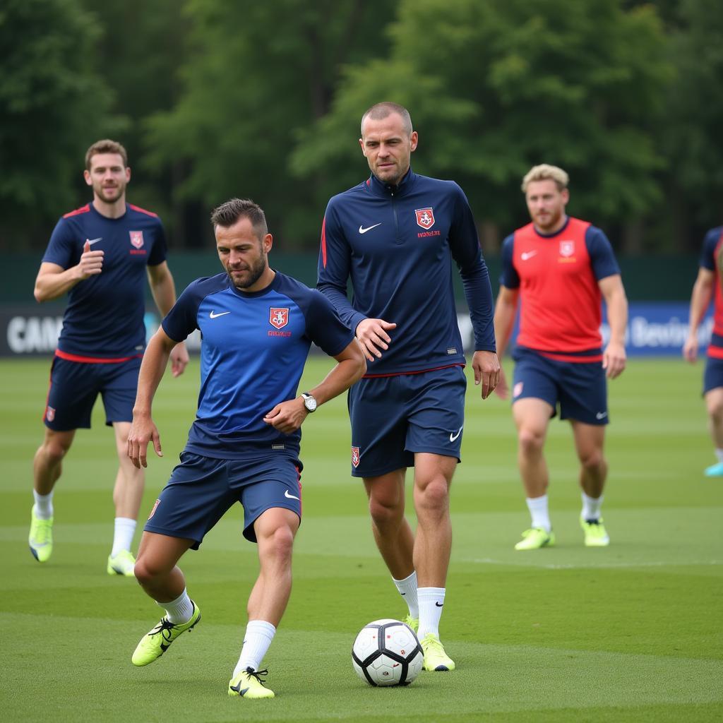 Haaland trains with the Norway national team in preparation for a match.