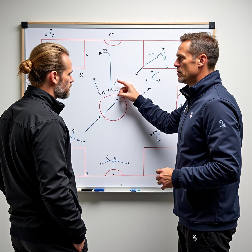 Haaland and Tuchel Discuss Tactics on a Touchline Whiteboard