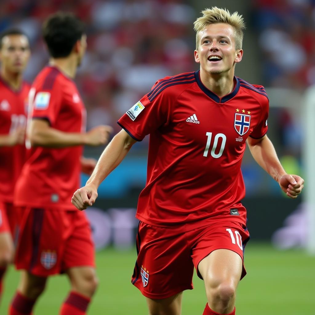 Erling Haaland celebrating a goal at the U-20 World Cup