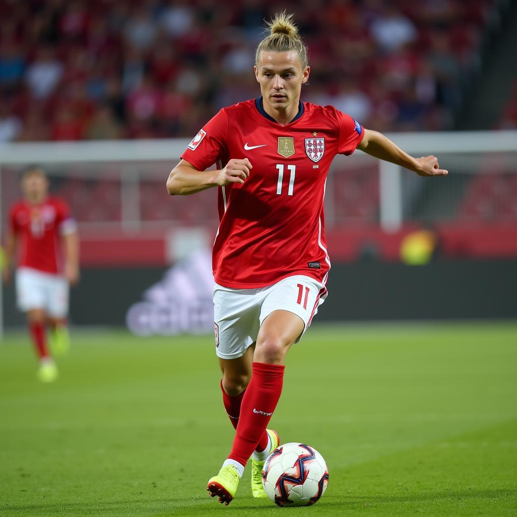 Haaland playing for Norway in the U-20 World Cup