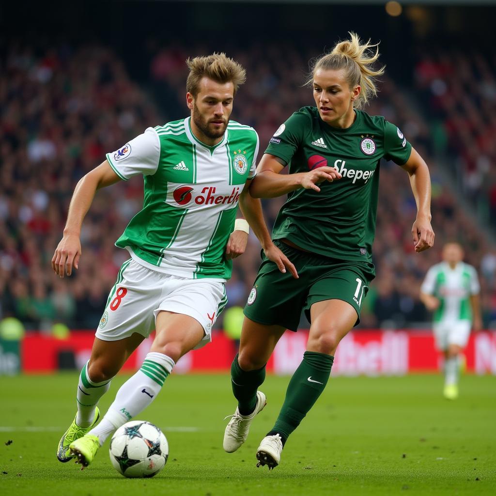 Haaland in a fierce duel with a Gladbach defender