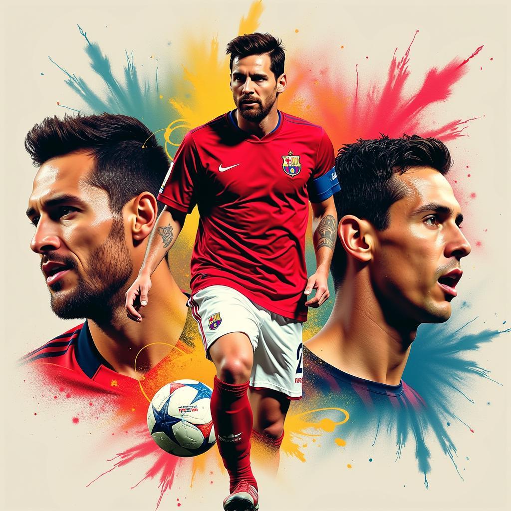 Haaland, Messi, and Ronaldo in a collage