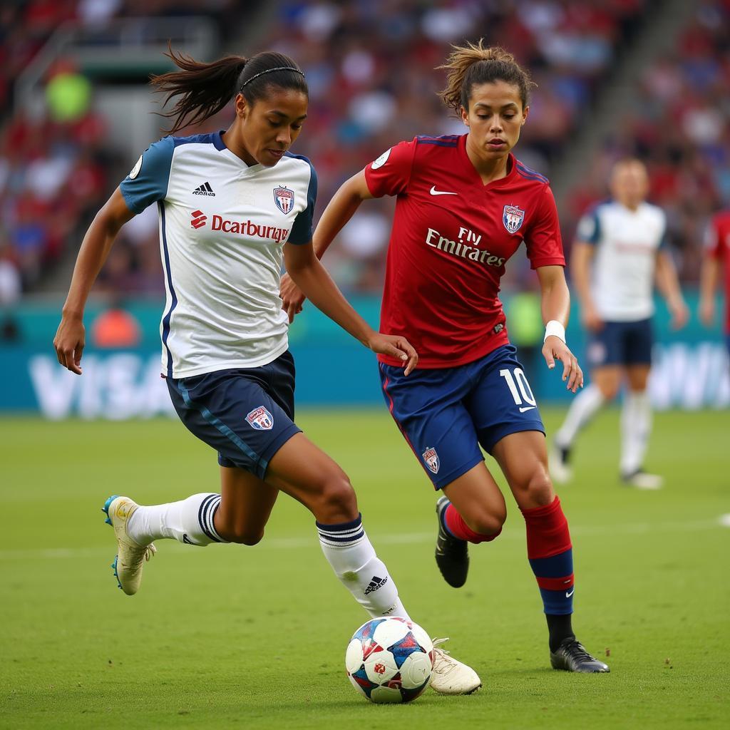 Haaland and Nunez battling for possession