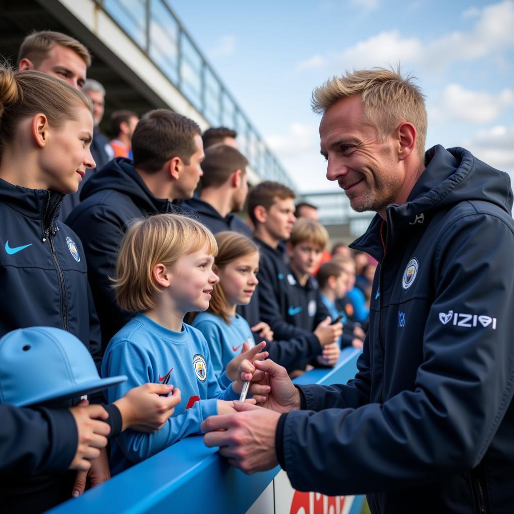 Haaland interacts with young fans