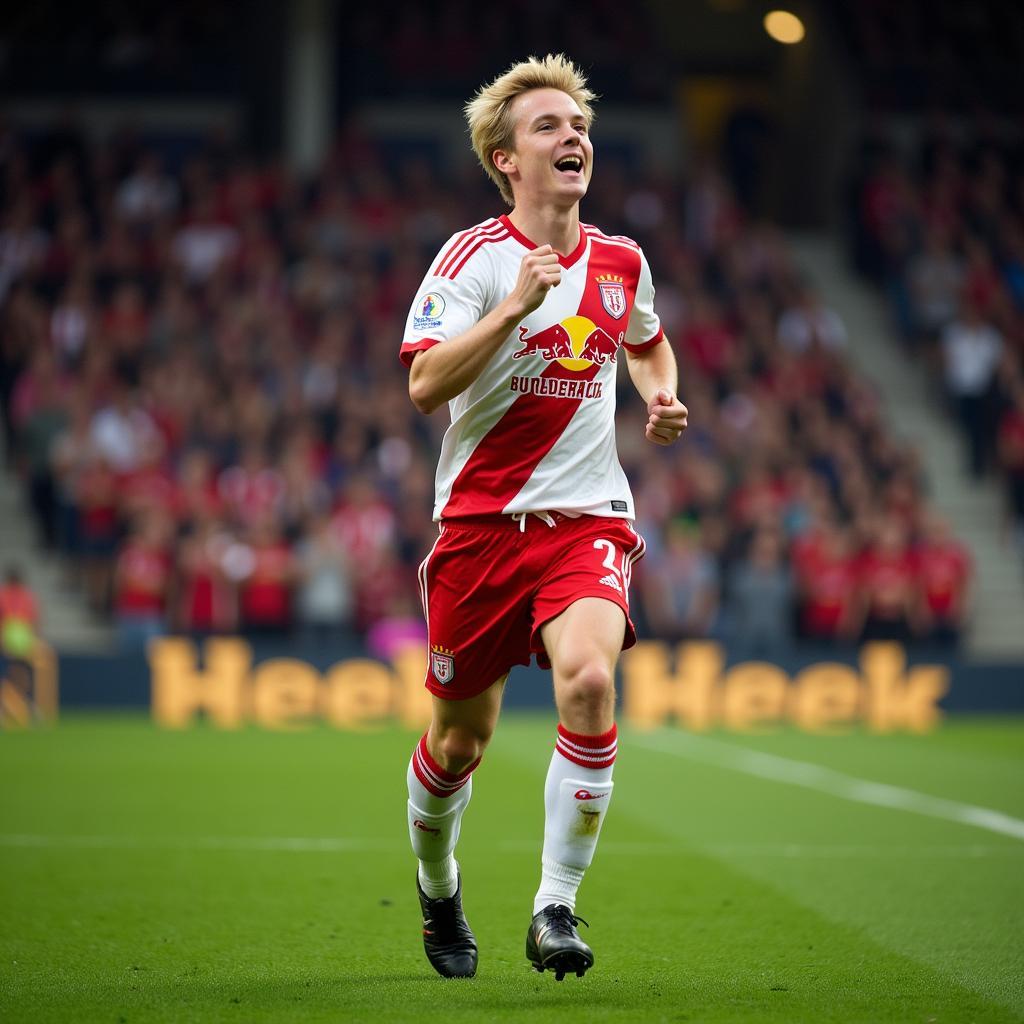 Haaland celebrating a goal against Young Boys in the Champions League