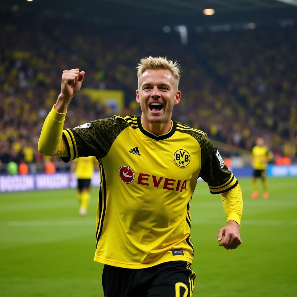 Haaland Younger Celebrating a Goal for Borussia Dortmund