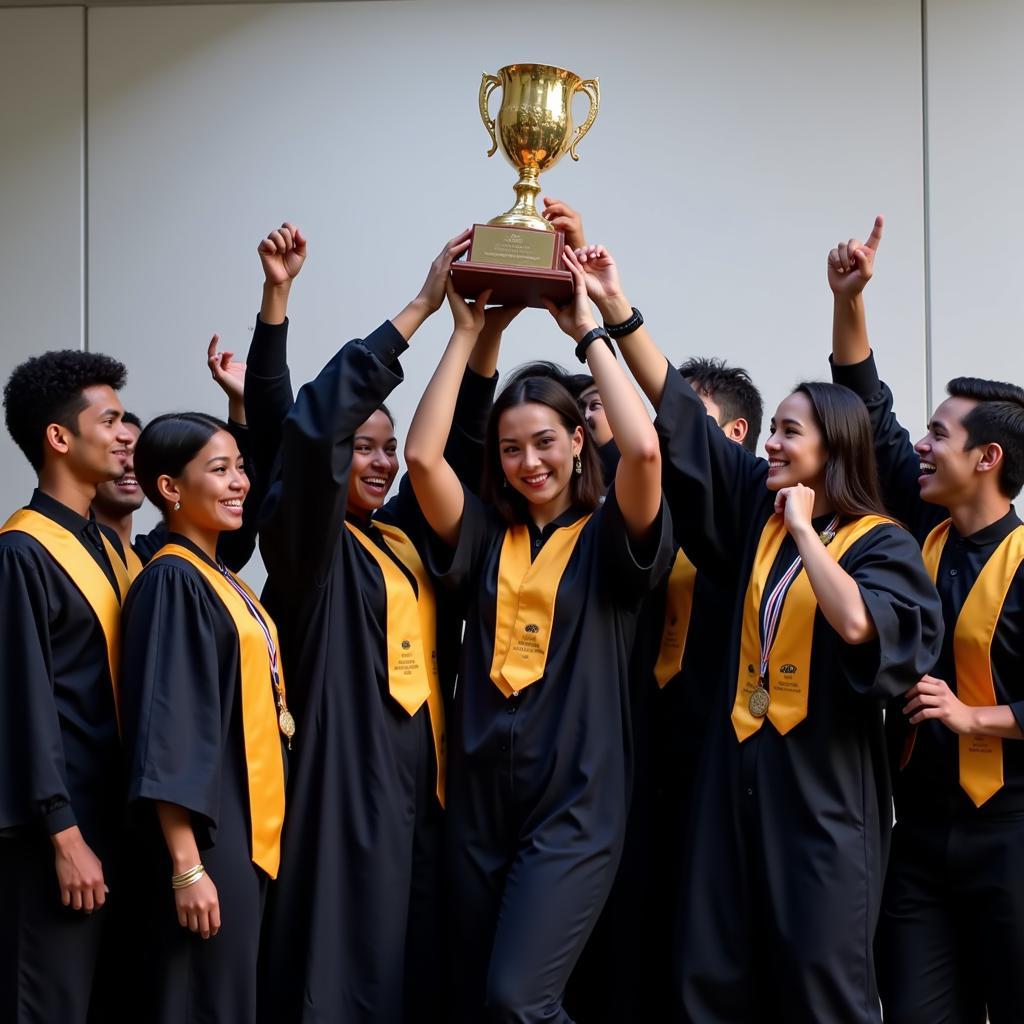 HAGL academy graduates celebrating a victory