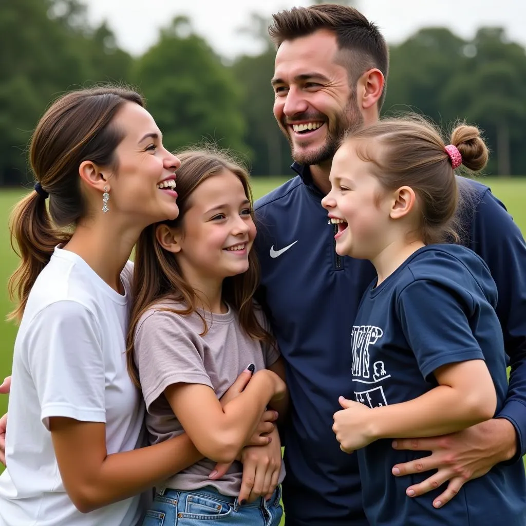 HAGL player celebrating a victory with his family