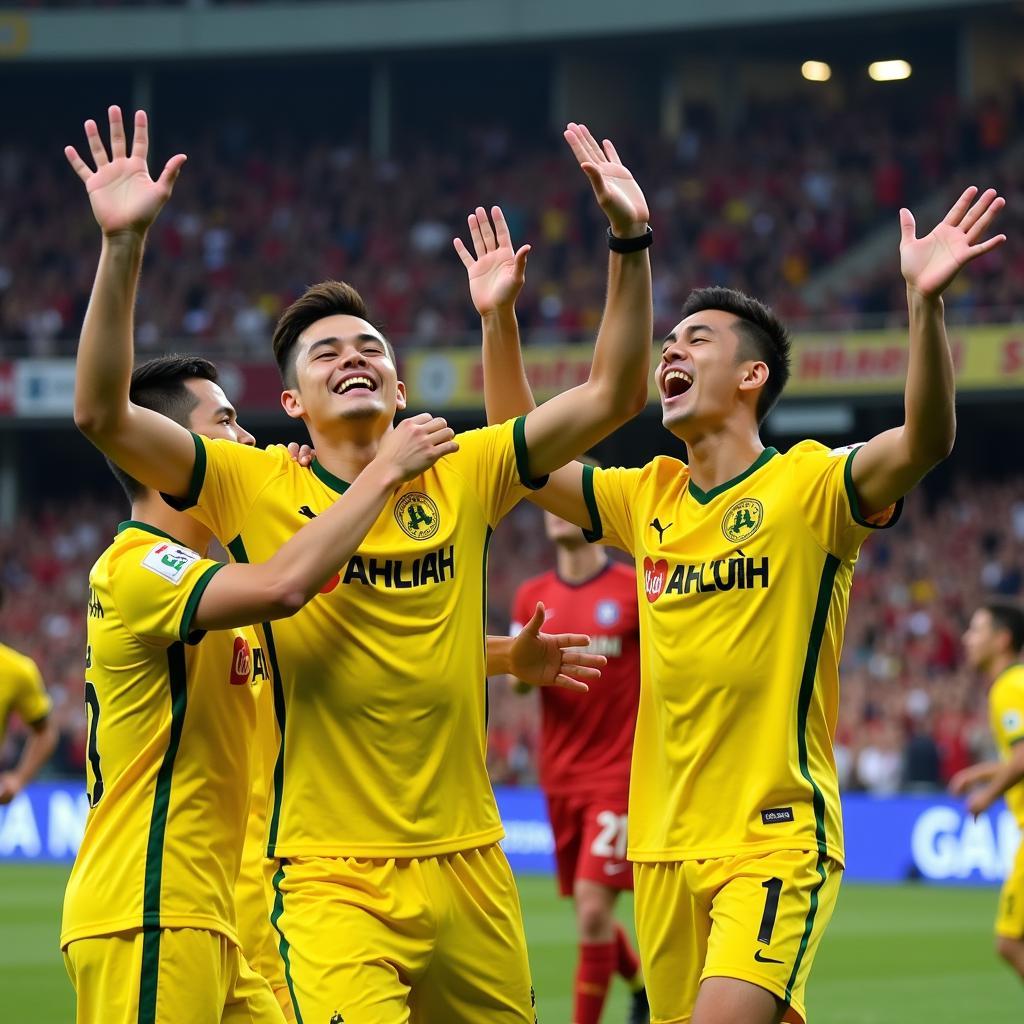 HAGL players celebrating a goal