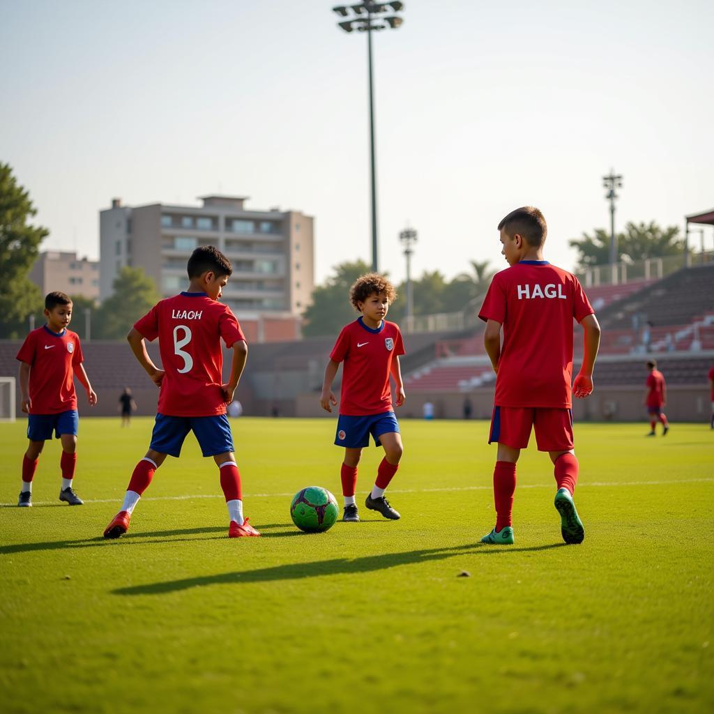 HAGL youth academy players training on the field