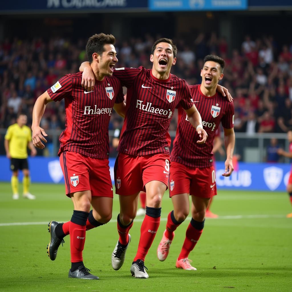 Han Kwang-song Celebrating a Goal for Cagliari