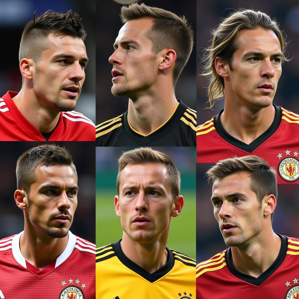 A collage of popular German footballers