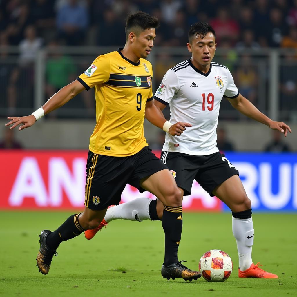 Hanoi Buffaloes star player dribbling past an opponent