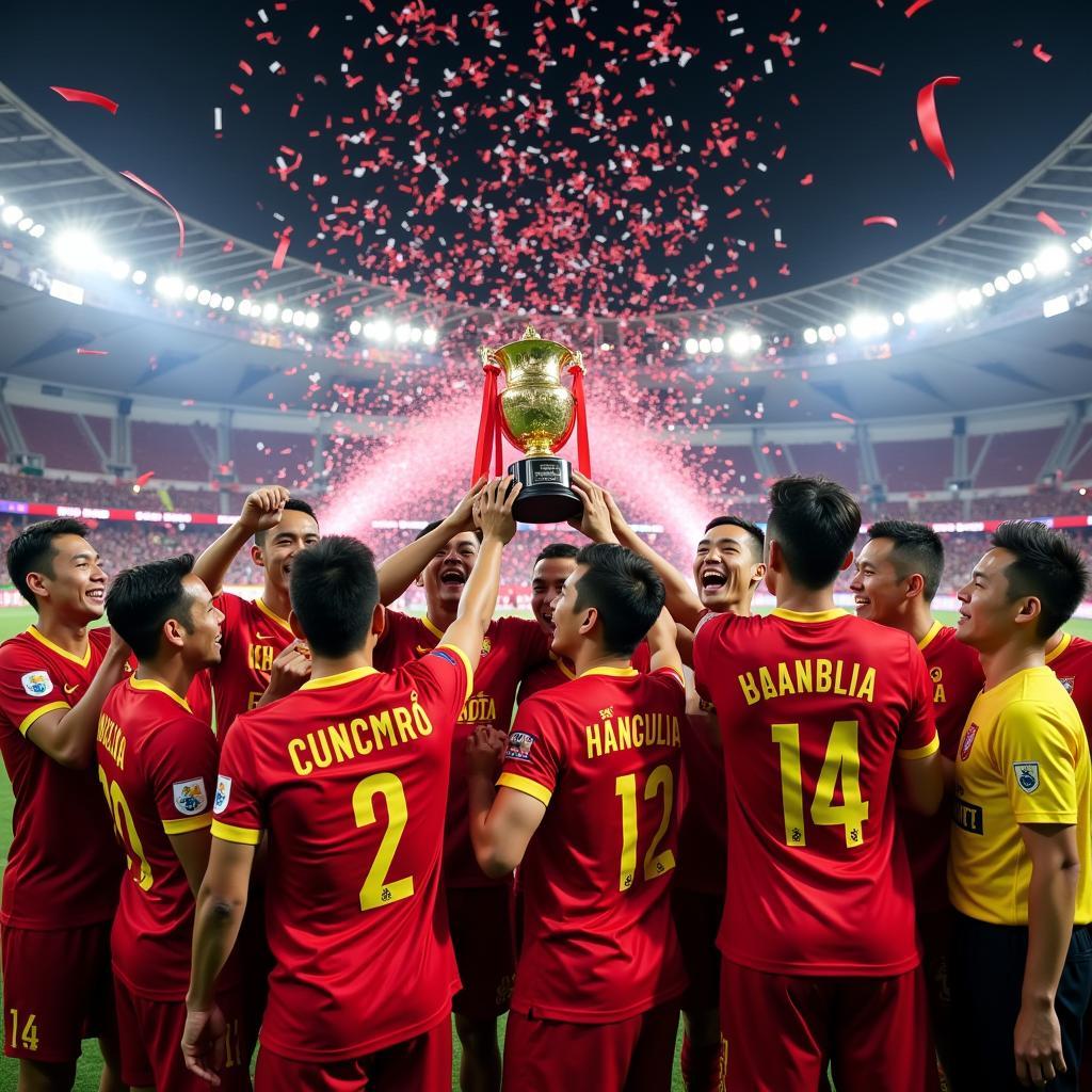 Hanoi FC celebrating their V.League 2019 championship victory