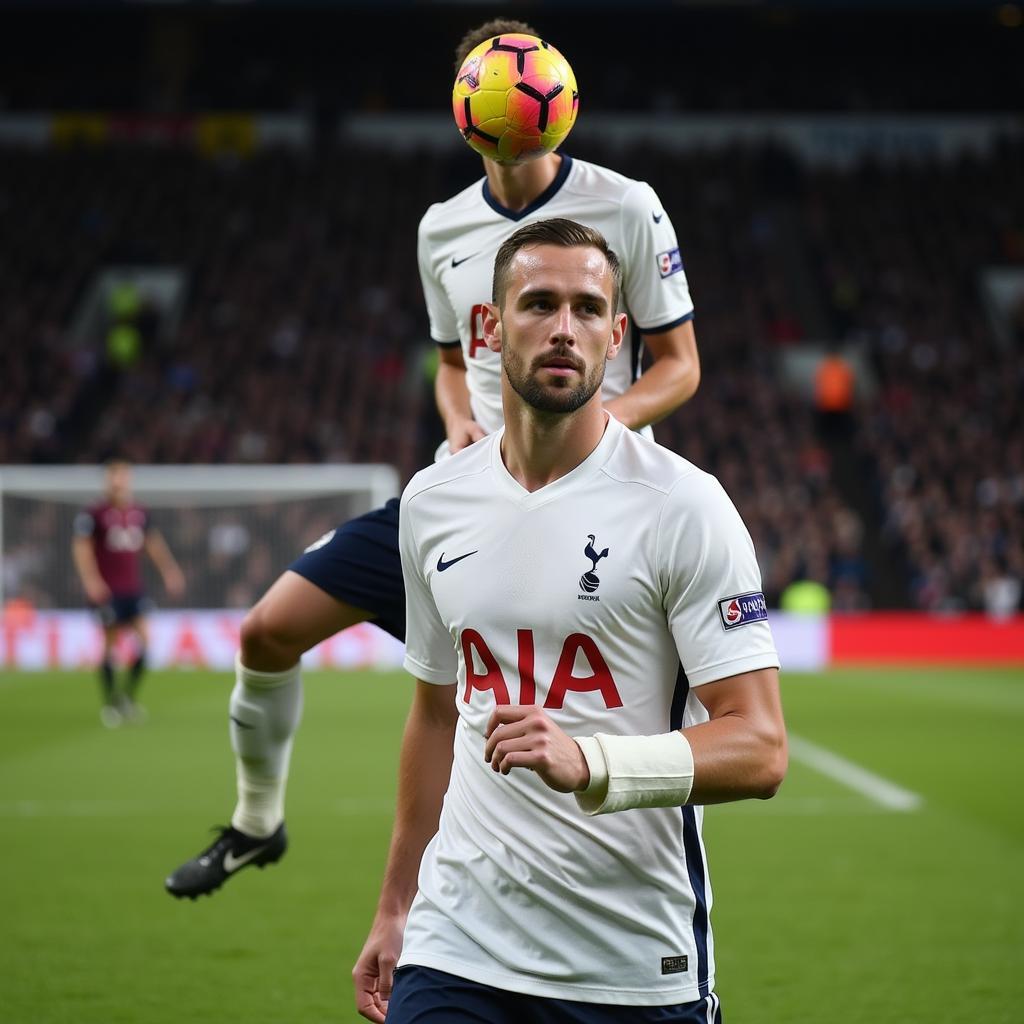 Harry Kane prepares to take a free kick for Tottenham Hotspur