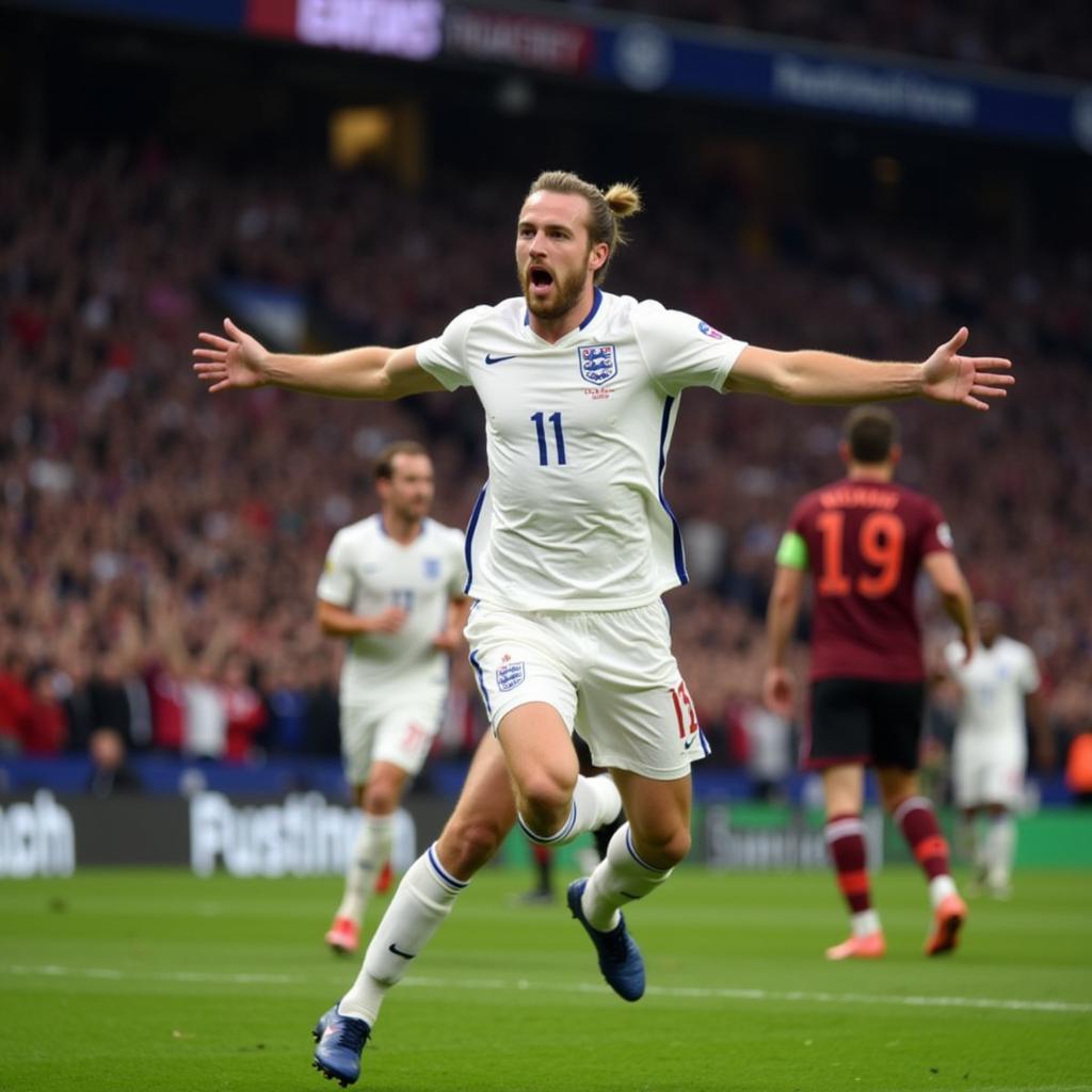 Harry Kane Celebrating a Goal for England