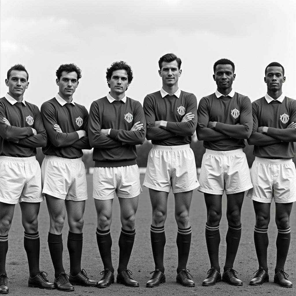 Historic team photo of Manchester United.