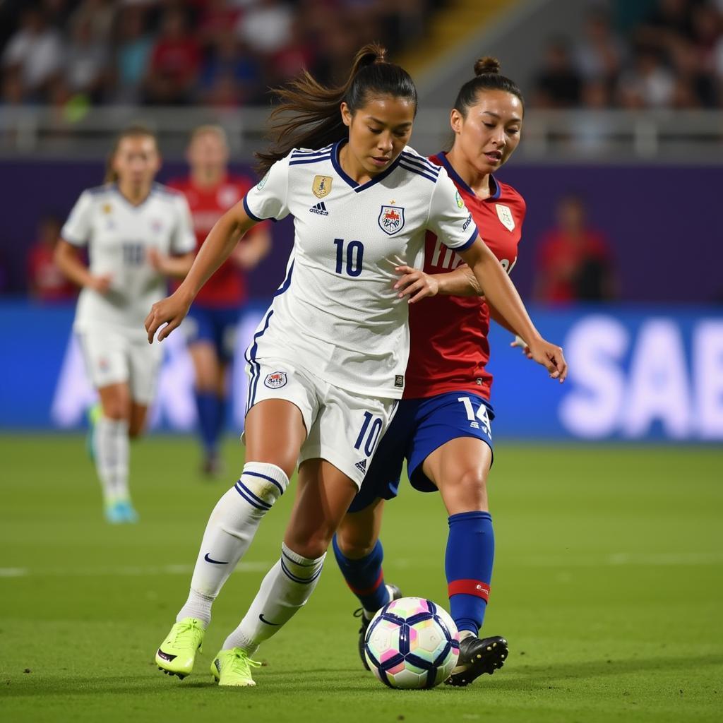 Hoang Thi Loan showcasing her impressive footwork during a match