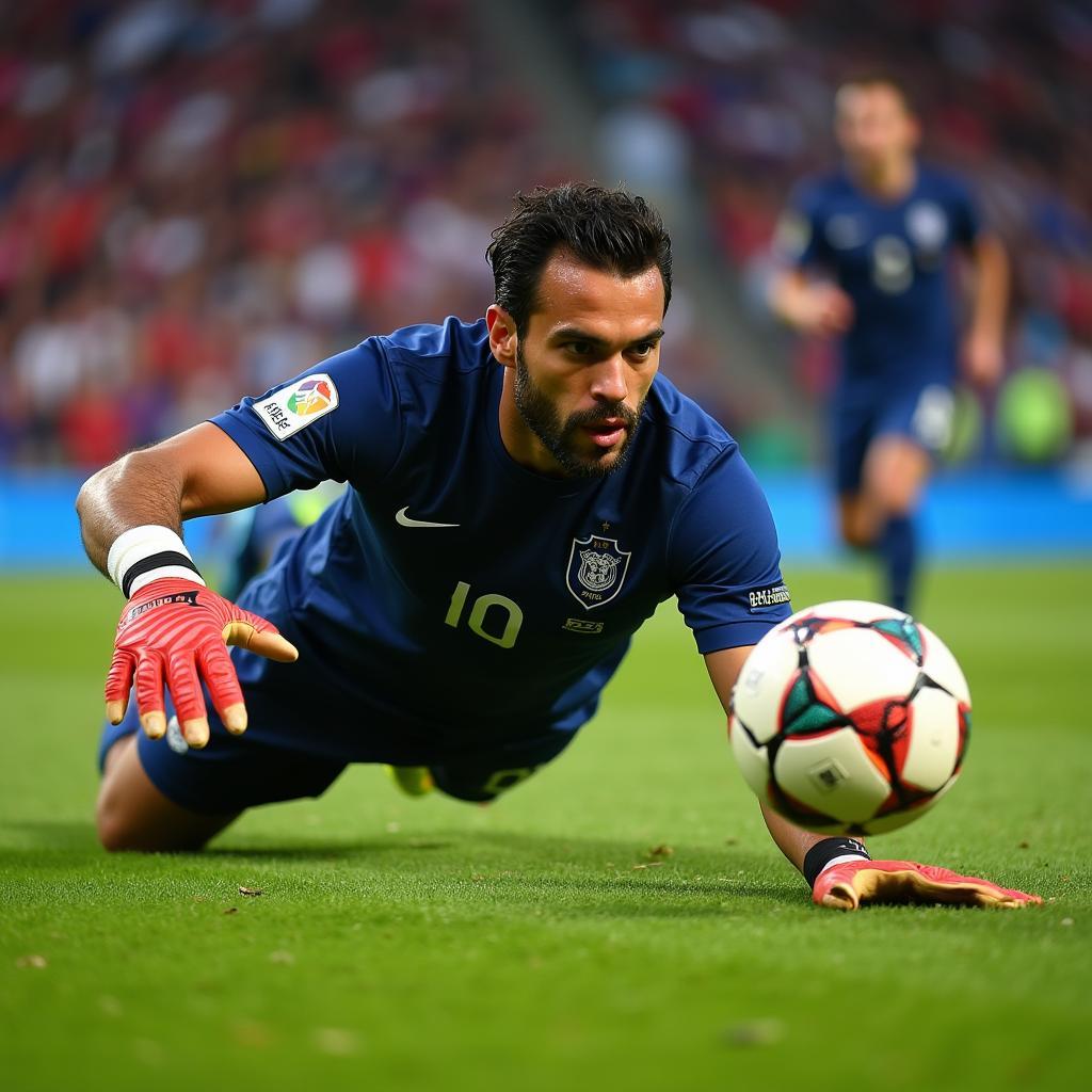 Hugo Lloris in action as France's Goalkeeper