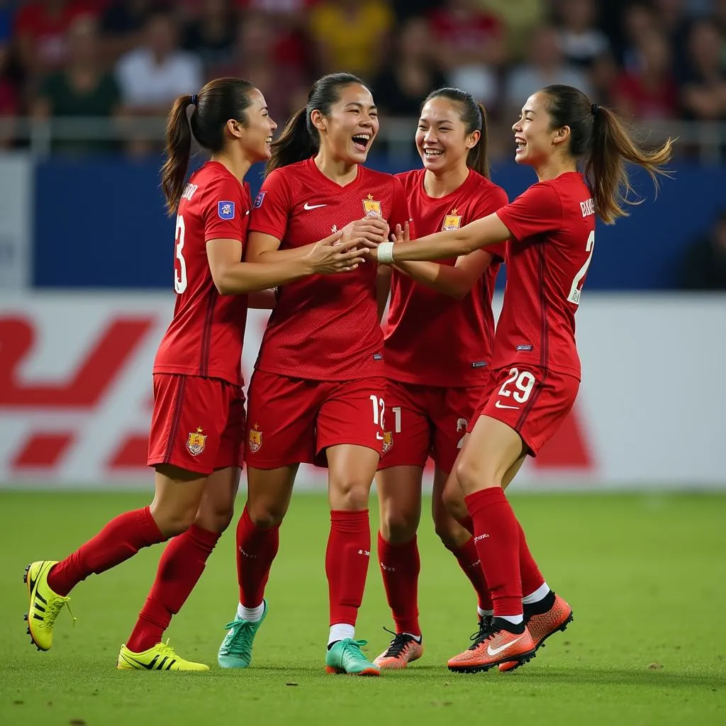 Huỳnh Như celebrating a goal