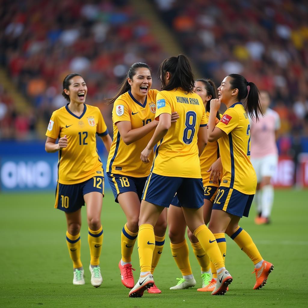 Huỳnh Như celebrating a goal