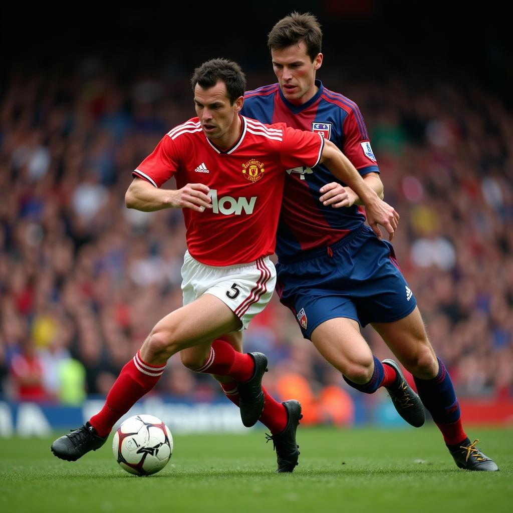 Ian Rush dribbling past a defender