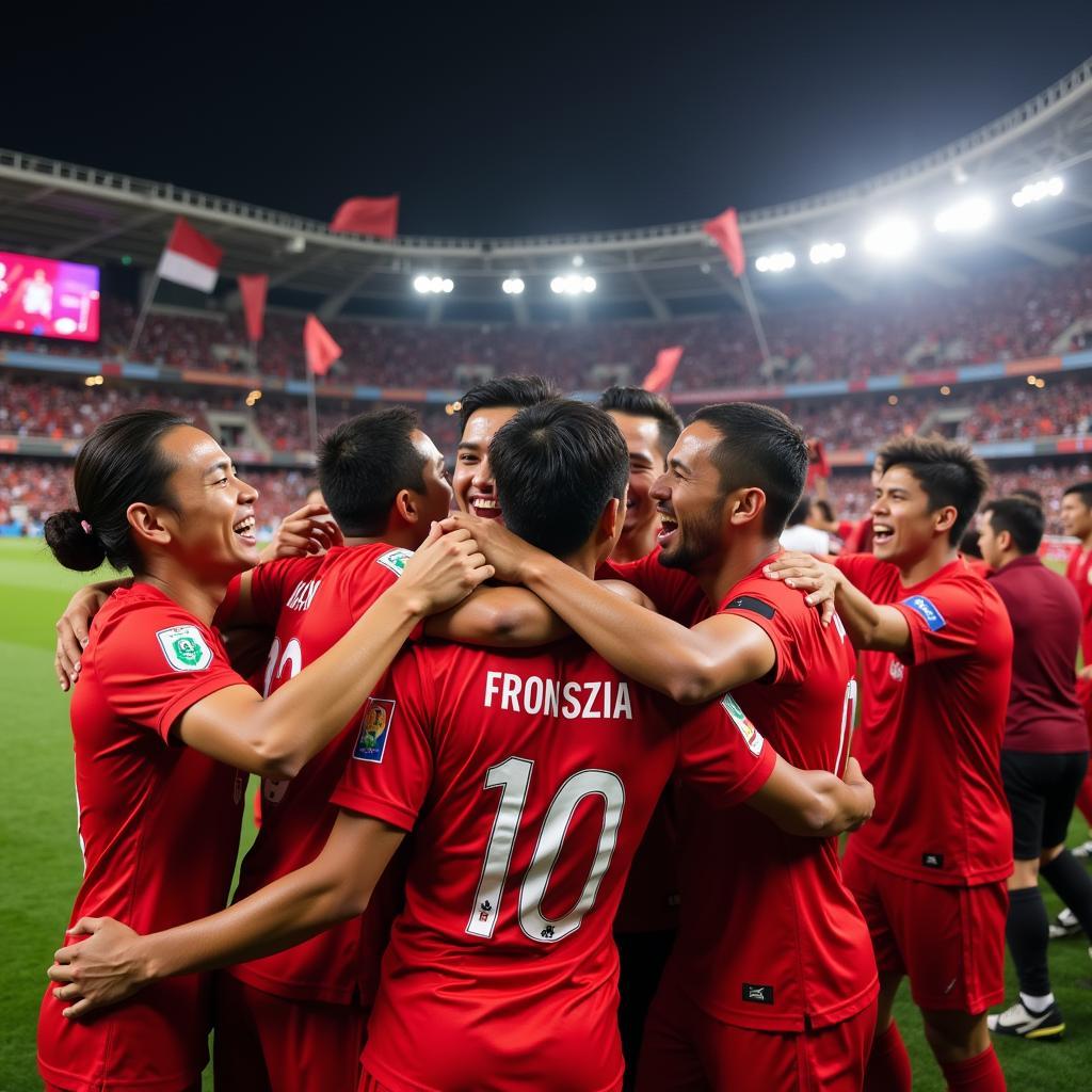 Indonesian Football Team Celebrating 