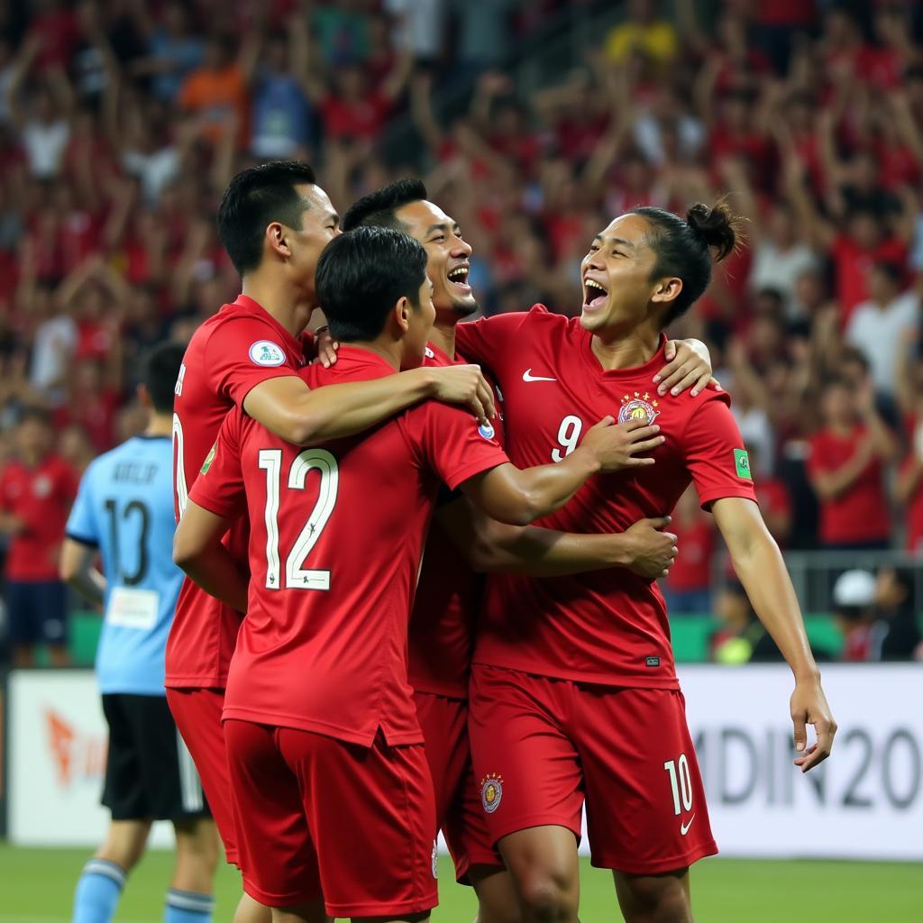 Indonesian Football Team Celebrating at SEA Games 30