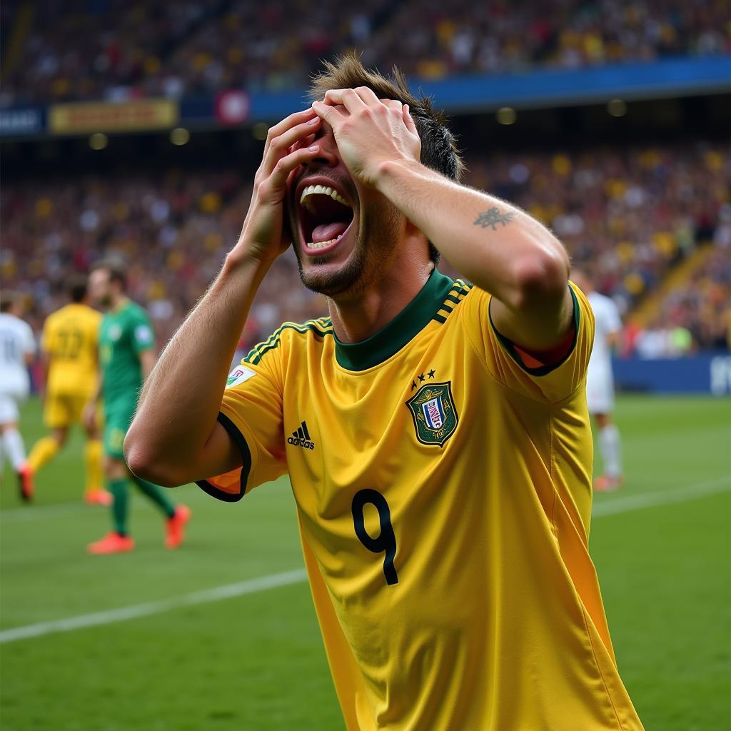 Andres Iniesta celebrating his World Cup winning goal