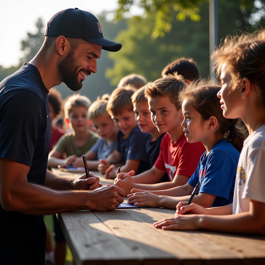 Footballer Inspiring Young Fans