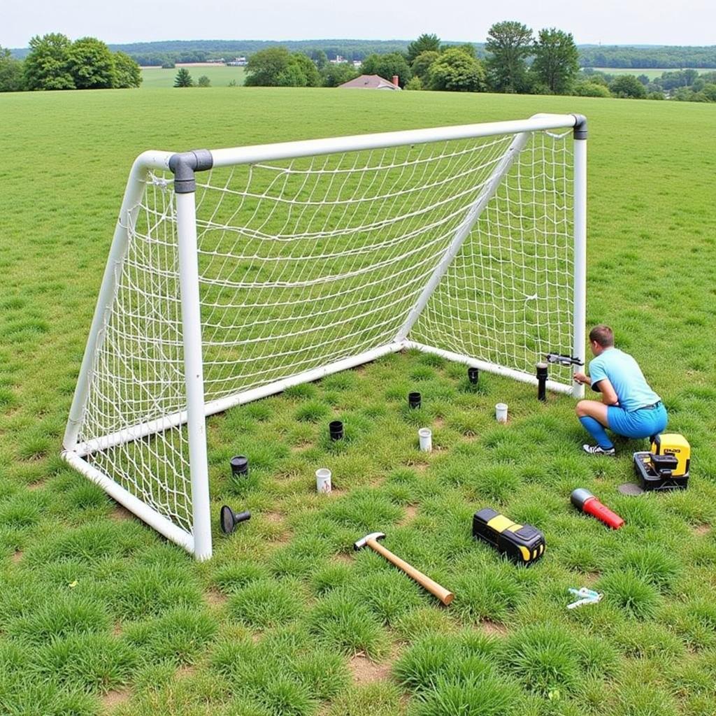 Preparing the Ground for Crossbar Goal Installation