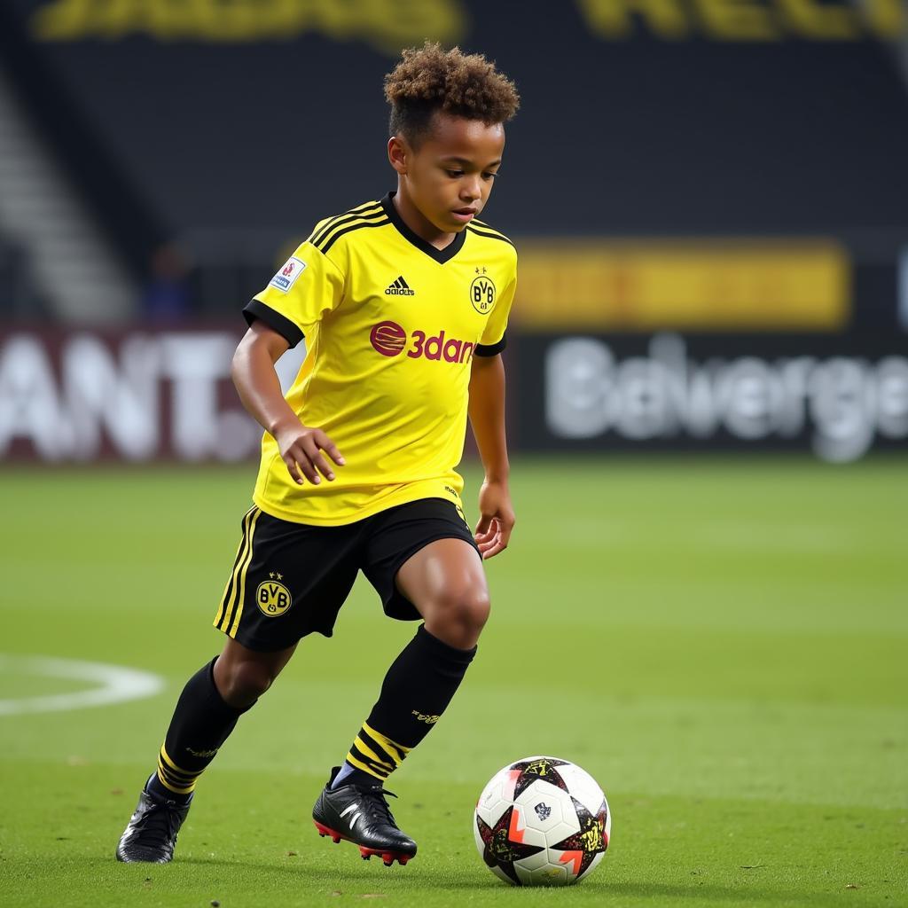 Jadon Sancho in action for Borussia Dortmund