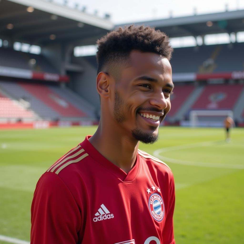 Jamal Musiala in a Bayern Munich Kit