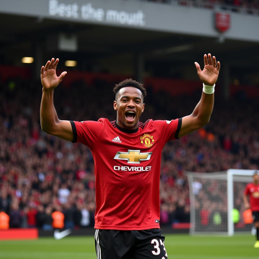 Jesse Lingard celebrating a goal for Manchester United