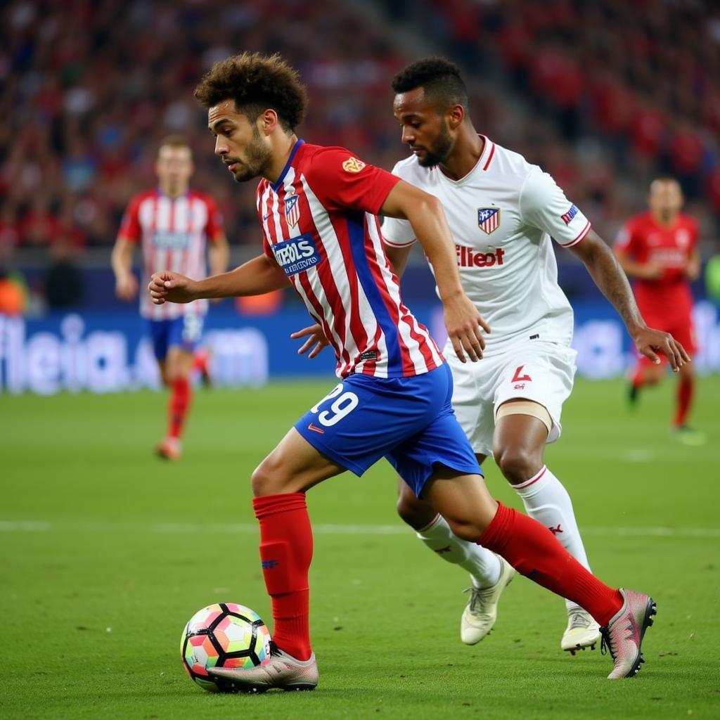 João Félix utilizing his pace and skill to dribble past a defender