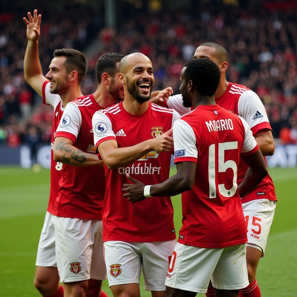 Joao Mario celebrating a goal for Benfica