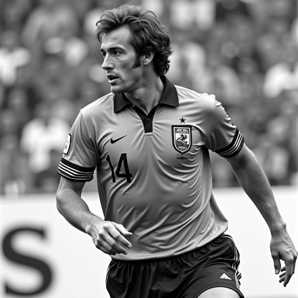 Johan Cruyff in his iconic number 14 jersey