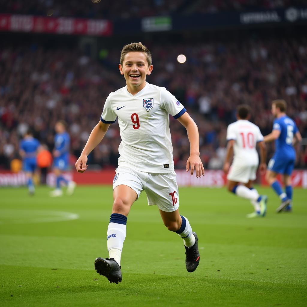 Jude Bellingham celebrating a goal for England